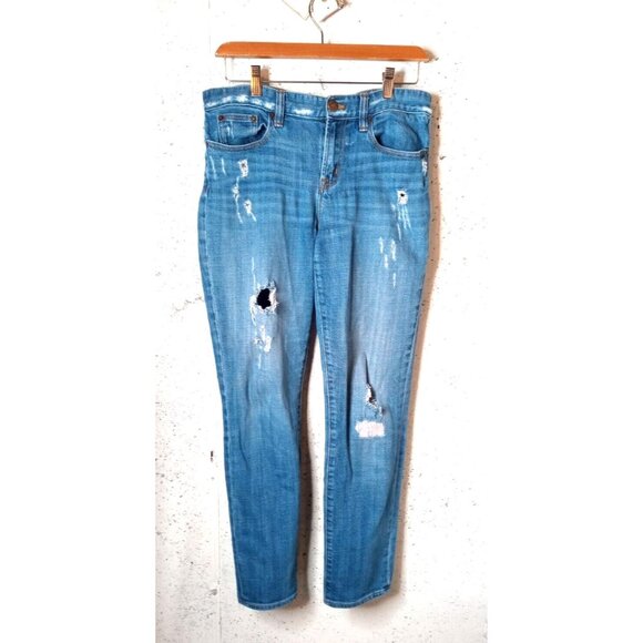 J.CREW Denim - J.CREW Boyfriend Jeans WOMEN'S Tag 29 (Actual 33) Distressed Light Wash Denim